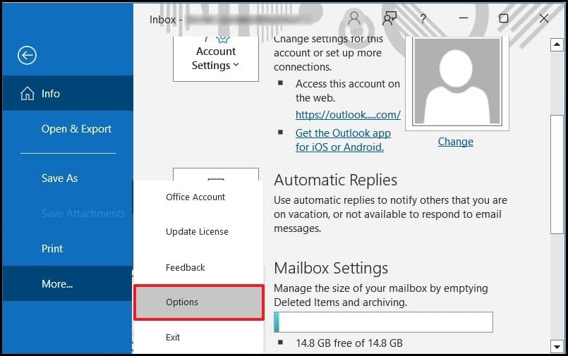 go to File and click on Options