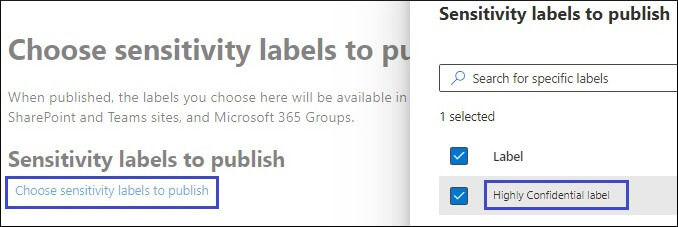 Publishing the Sensitivity label