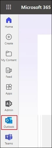 select Outlook from left pane