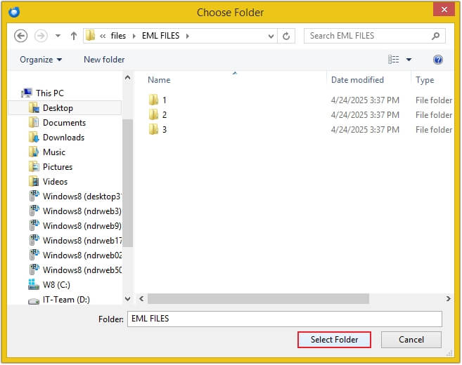 Provide the saving name and click Select Folder.