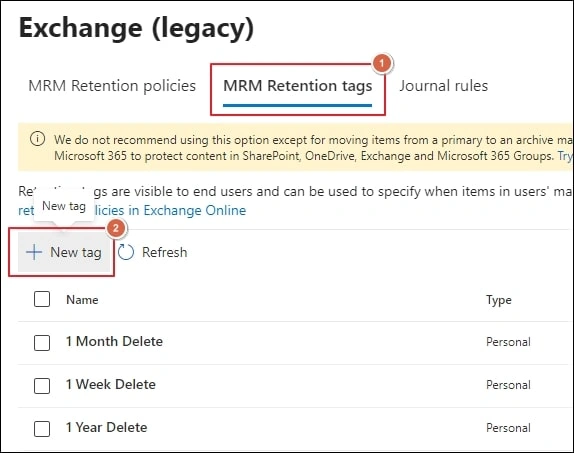 Go to MRM Retention tags