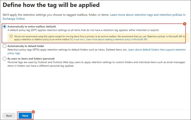 Define how the tag will be applied 