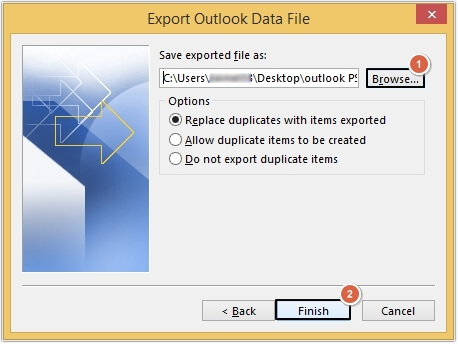 Browse and select a destination folder