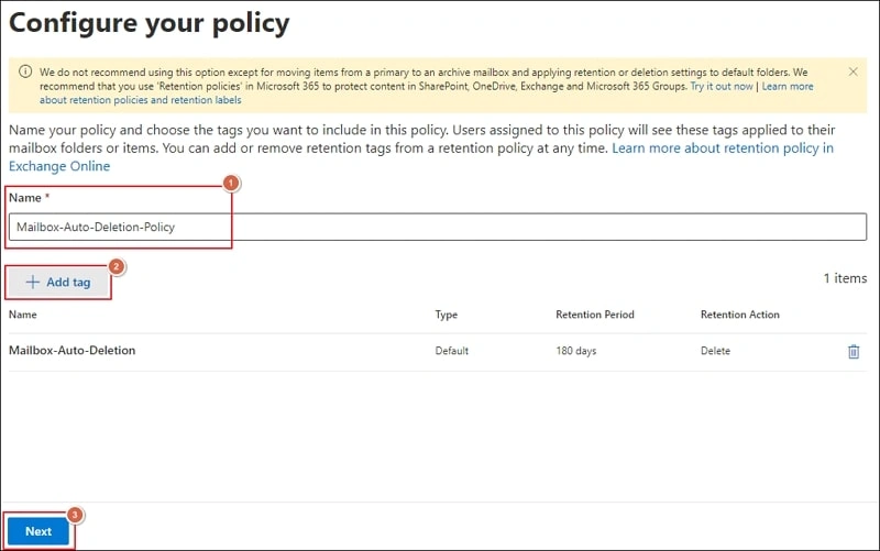 Provide Name and click Add tag