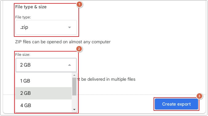 click Create Export