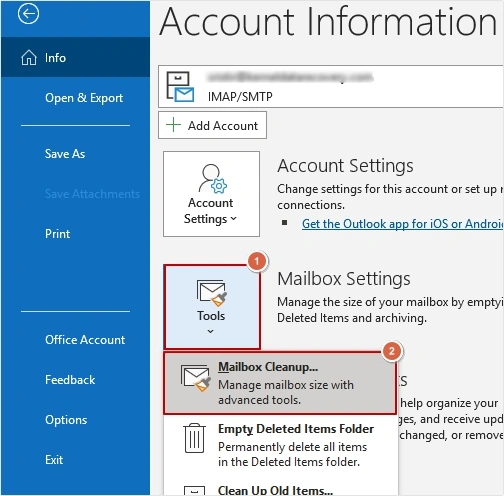 select Mailbox Cleanup