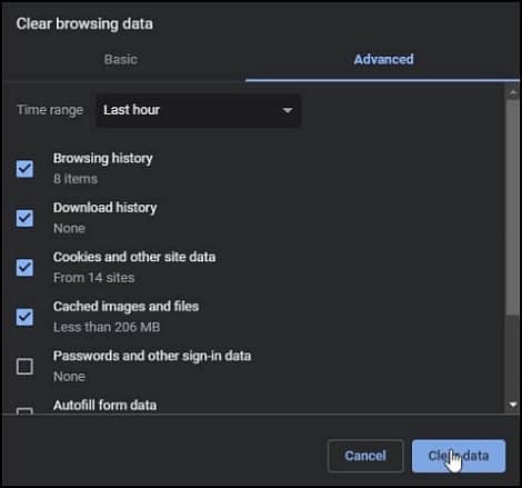 Select all of the options under the Advanced tab