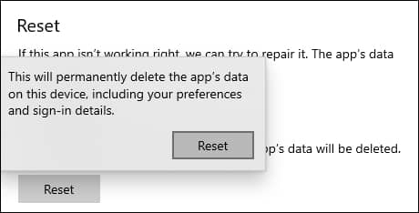 click Reset