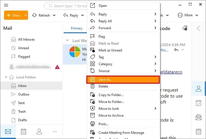 Choose save as option from the list