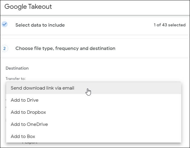 select Send download link via email from the drop down menu
