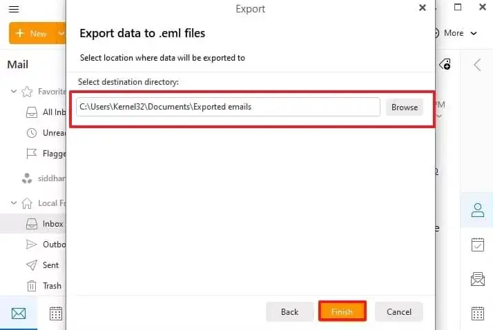 Browse the saving location then click on next