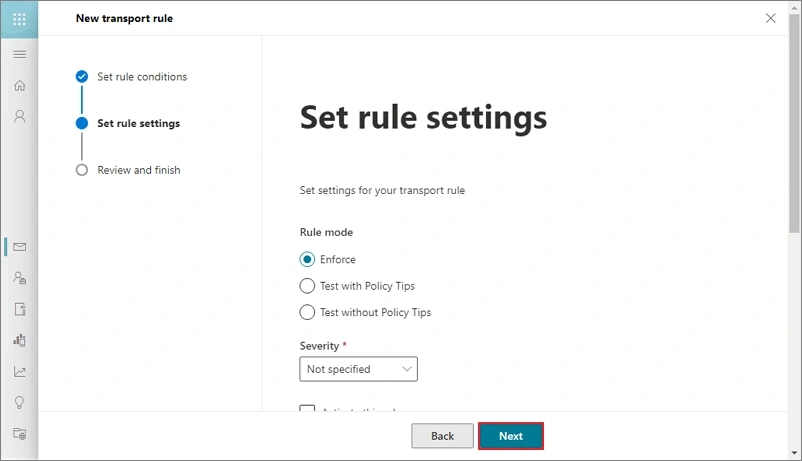 set rule settings