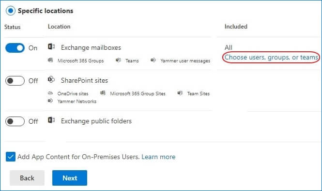 Enable the Exchange Mailboxes option