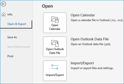 Choose Import/Export section