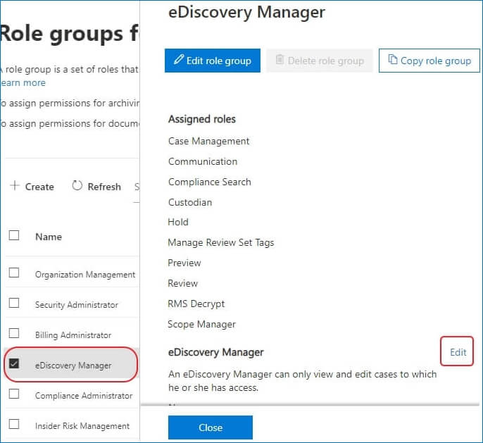 Select eDiscovery manager