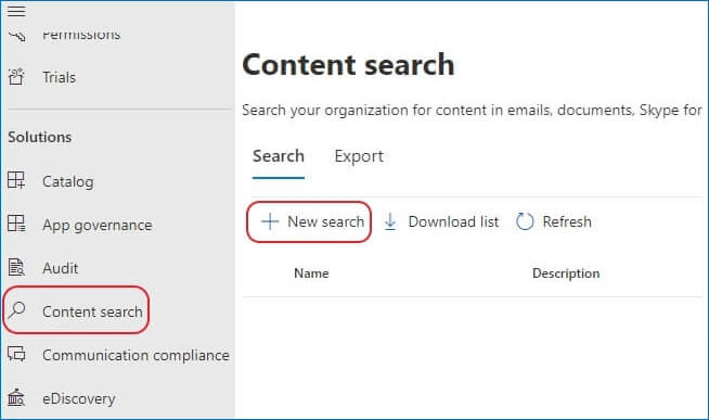 Click New Search feature