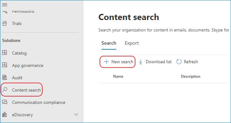 Click New Search feature