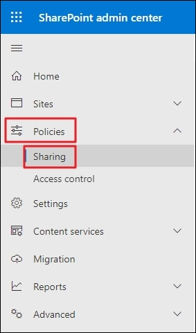 SharePoint admin center
