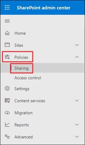 SharePoint admin center