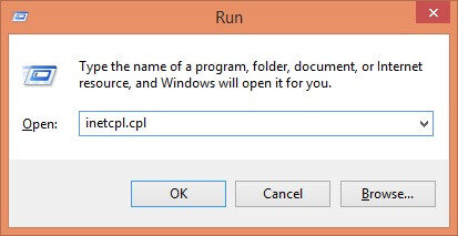 Type inetcpl.cpl and press Enter