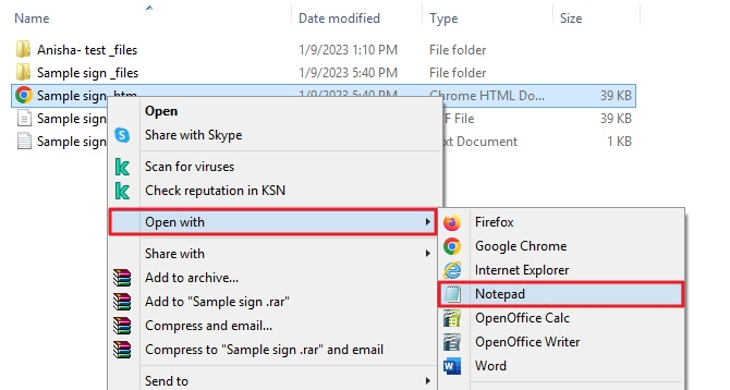 choose Notepad