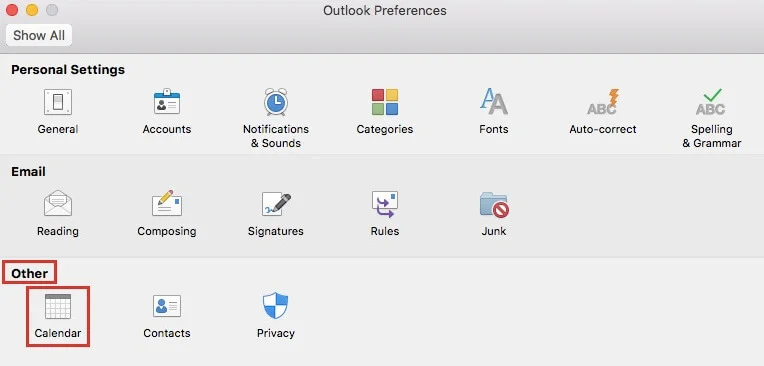 go to the Other tab and select Calendar
