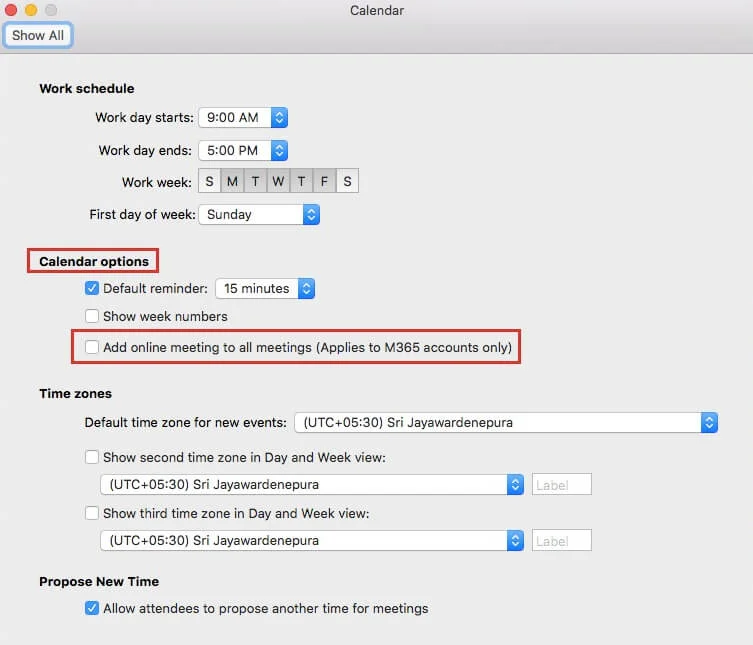 uncheck the box against Add online meeting to all meetings