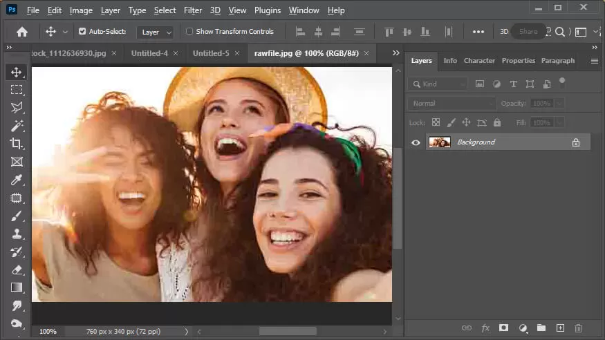open image in photoshop