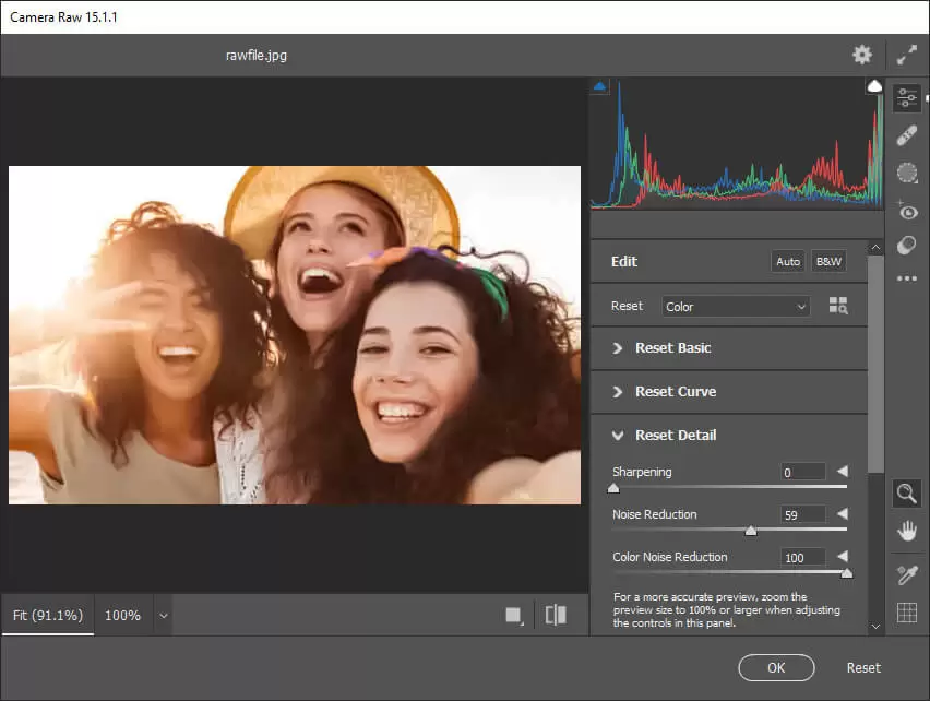 apply camera raw filter
