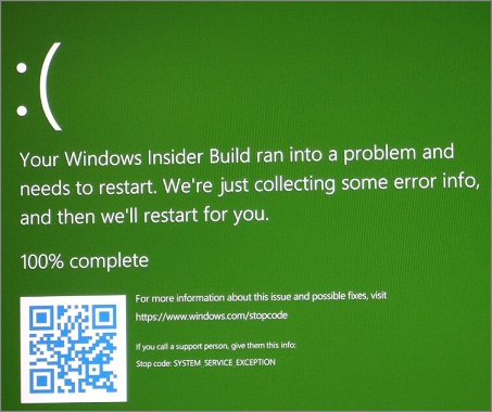 Your Windows Insider Build ran into a problem and need to restart