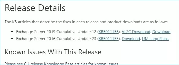 Release Details section