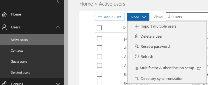 go to More and select Multi Factor Authentication setup