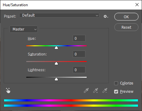 select Image Adjustment and Hue/Saturation