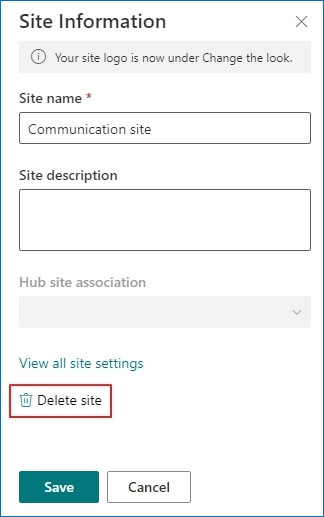 click on Delete Site option