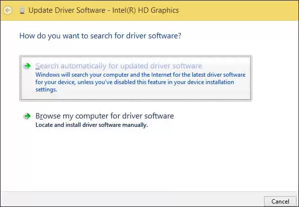 search automatically for updated driver software