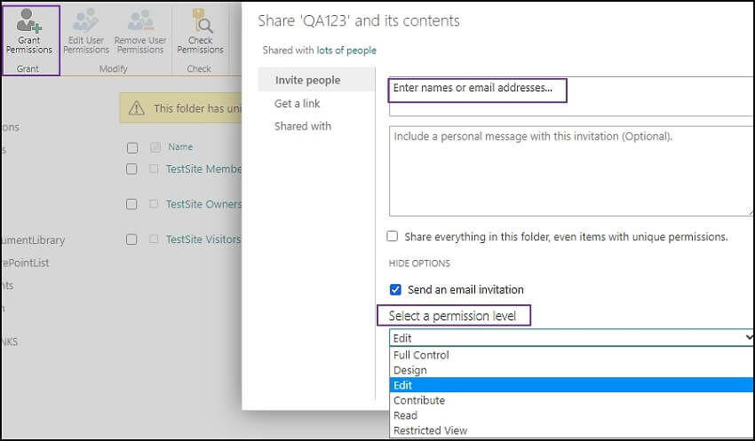 SharePoint automatically assign limited access permission to the other