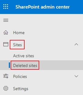 expand Sites and click on Deleted Sites