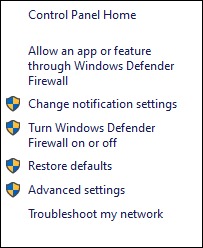 Turn Windows Defender Firewall On or Off