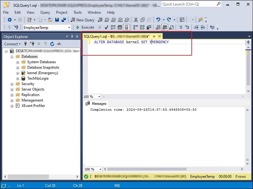 scan database and check errors