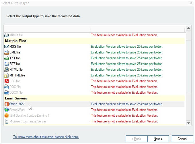 choose the Office 365 option