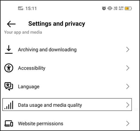 Data usage and media quality