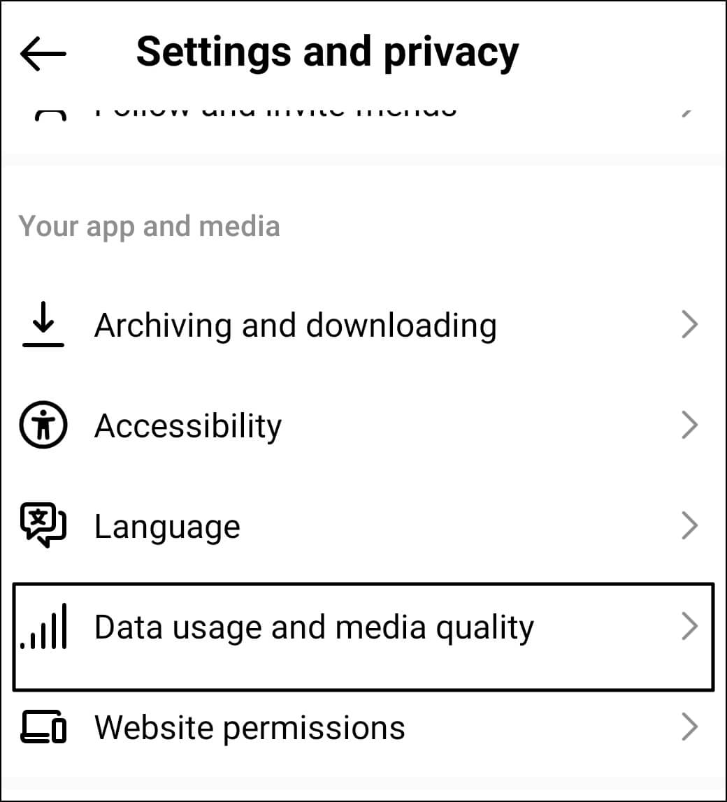 Data usage and media quality