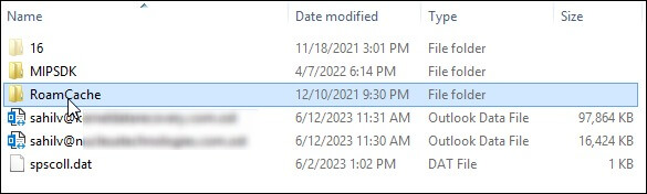 Double-click the RoamCache folder