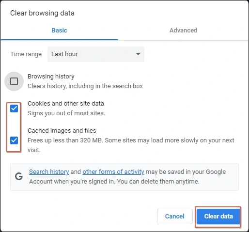 clear data