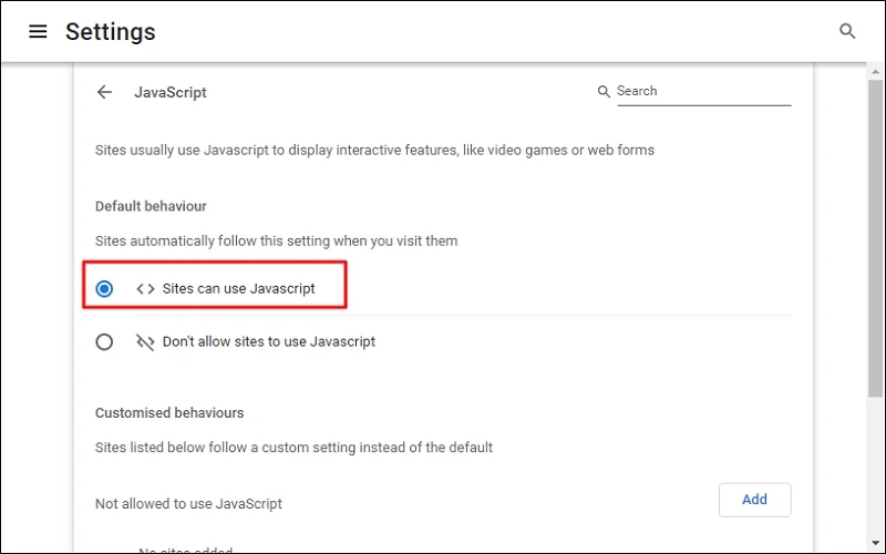 enable javaScript in chrome