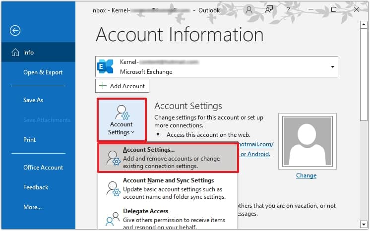 Launch Outlook and select the File 