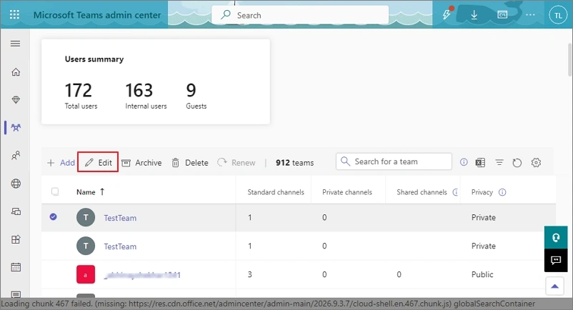 Add teams in admin center