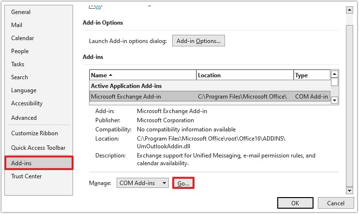 Go to Add-ins section, in the Manage 
