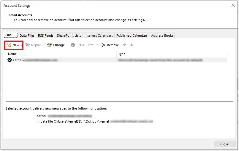 To add the same account open Account Settings