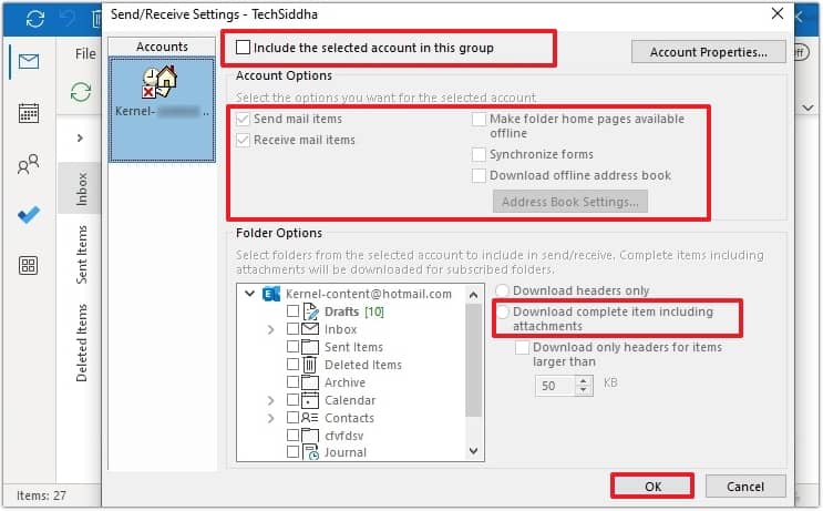 Download complete item including the attachments for subscribed folders